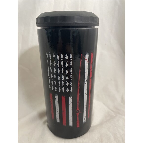 Reel Cool Dad Fishing American Flag can cooler stainless Gift Dad fireman fish - Picture 2 of 5